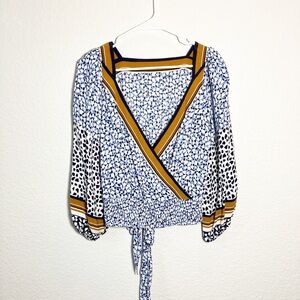 🔥Anthro Maeve navy print top XSmall oversized New